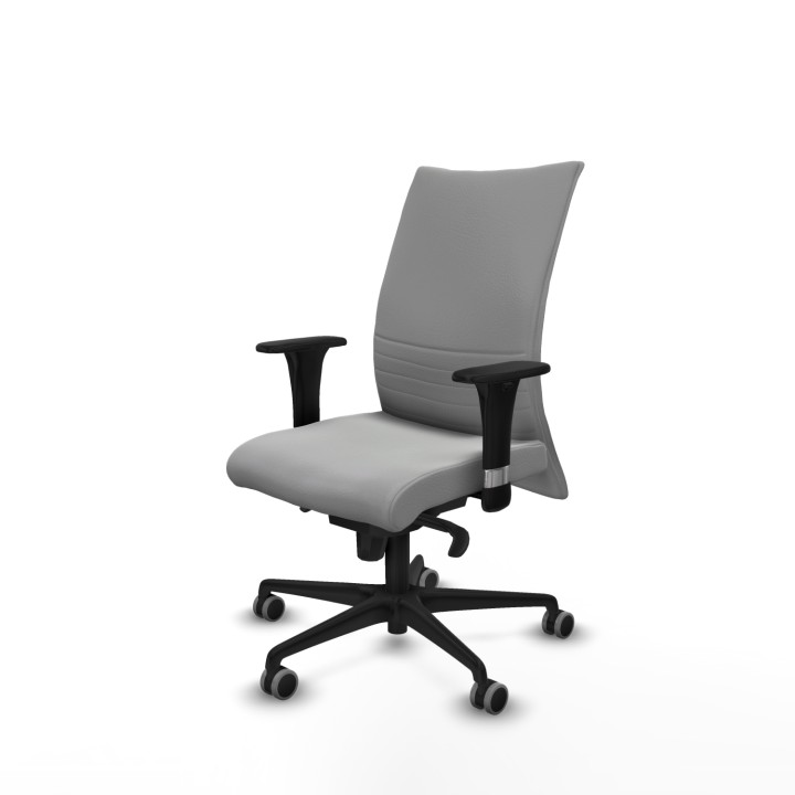 Piqueras y Crespo Albacete confidente XL sincro similpiel gris claro brazos 1D cromados base nailon ruedas 65mm engomadas