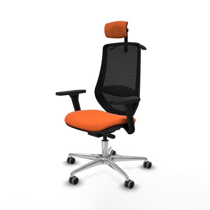 Piqueras y Crespo Mardos traslack bali naranja brazos 3D base aluminio ruedas 65mm engomadas cabecero 2D perchero