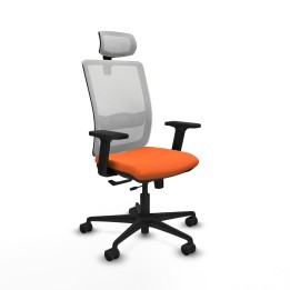 Piqueras y Crespo Haches traslack malla blanca bali naranja brazos 2D base nailon cabecero malla 2D ruedas 65mm nailon