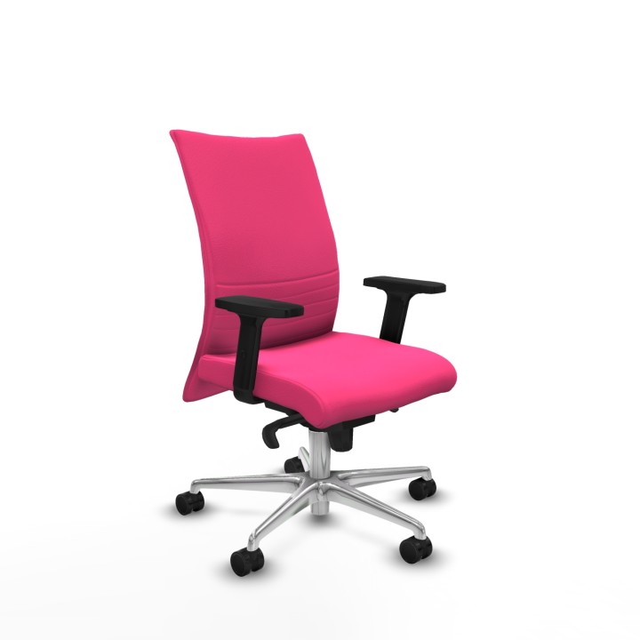 Piqueras y Crespo Albacete confidente sincro similpiel rosa brazos 2D base aluminio ruedas 65 mm nailon
