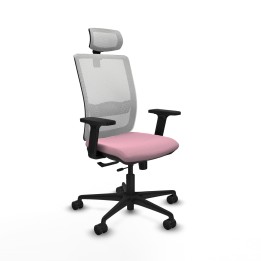 Piqueras y Crespo Haches traslack malla blanca bali rosa brazos 2D base nailon cabecero malla 2D ruedas 65mm nailon