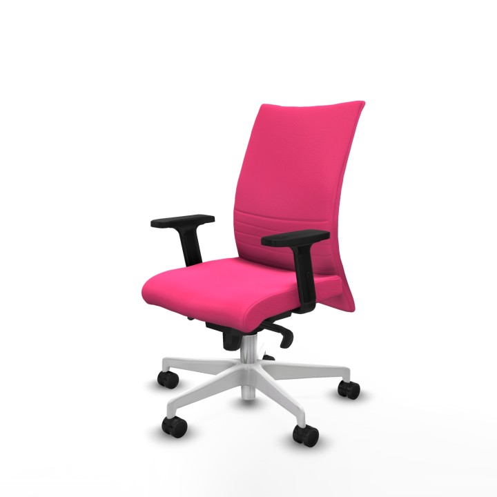 Piqueras y Crespo Albacete confidente sincro similpiel rosa brazos 2D base blanca ruedas 65 mm nailon