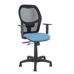 Piqueras y Crespo Silla Alocén traslack malla negra asiento bali azul cielo brazos regulables