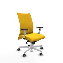 Piqueras y Crespo Albacete confidente sincro similpiel amarillo brazos 1D blancos base blanca ruedas 65mm engomadas
