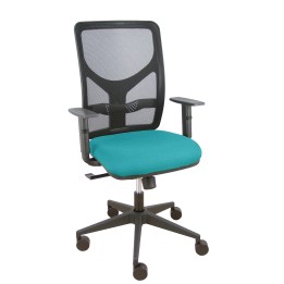 Piqueras y Crespo Silla Motilla sincro malla negra asiento bali turquesa brazos regulables