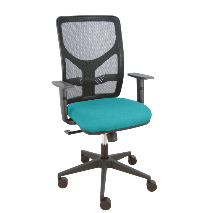 Piqueras y Crespo Silla Motilla sincro malla negra asiento bali turquesa brazos regulables