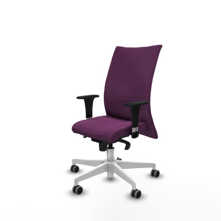 Piqueras y Crespo Albacete confidente XL sincro similpiel morado brazos 1D cromados base blanca ruedas 65mm engomadas