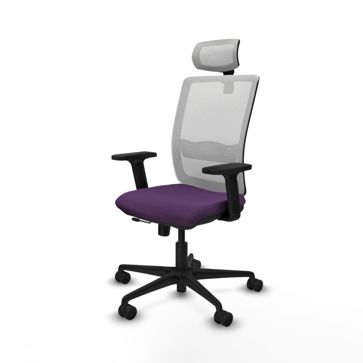 Piqueras y Crespo Haches traslack malla blanca bali morado brazos 2D base nailon cabecero malla 2D ruedas 65mm nailon