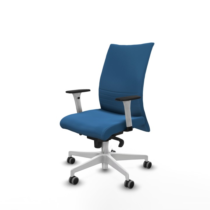 Piqueras y Crespo Albacete confidente sincro similpiel azul claro brazos 1D blancos base blanca ruedas 65mm engomadas