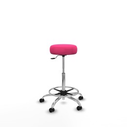 Piqueras y Crespo Tolosa giratorio similpiel rosa base cromada ruedas engomadas 50mm aro cromado