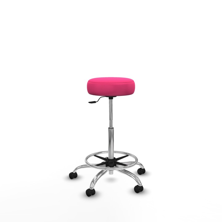 Piqueras y Crespo Tolosa giratorio similpiel rosa base cromada ruedas engomadas 50mm aro cromado