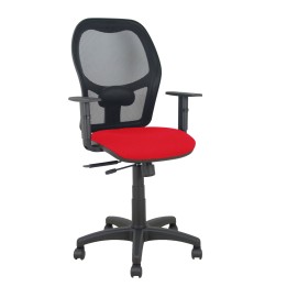 Piqueras y Crespo Silla Alocén traslack malla negra asiento bali rojo brazos regulables