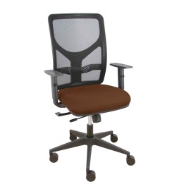 Piqueras y Crespo Silla Motilla traslack malla negra asiento bali marrón oscuro brazo regulable