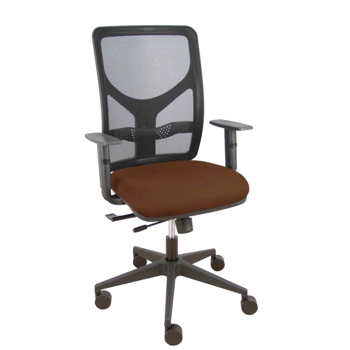 Piqueras y Crespo Silla Motilla traslack malla negra asiento bali marrón oscuro brazo regulable