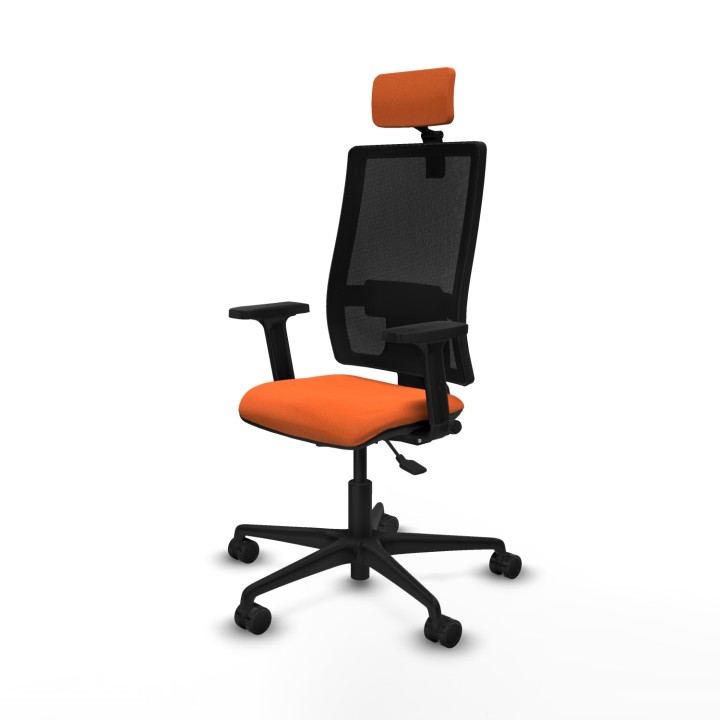 Piqueras y Crespo Bormate asincro malla negra bali naranja brazos 2D base nailon cabecero 2D ruedas 65mm nailon