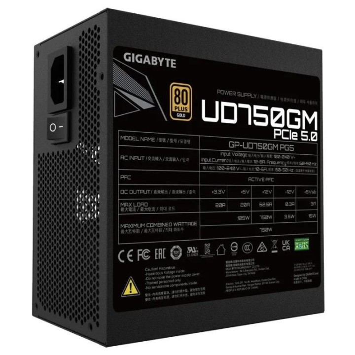 FUENTE DE ALIMENTACION GIGABYTE UD 750W PG5 80+ MODULAR ATX GOLD