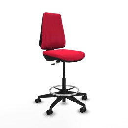Piqueras y Crespo Taburete Elche CP bali rojo base piramidal ruedas 65mm nailon
