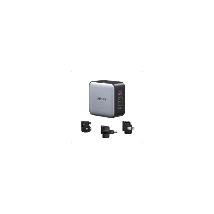 Ugreen 65W Nexode GaN Auriculares, Teléfono móvil, Portátil, Reloj inteligente, Tableta Gris USB Carga rápida Interior