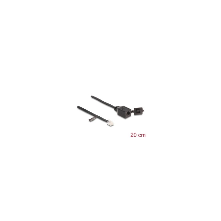DeLOCK Cable RJ12 macho a RJ12 hembra con tapa protectora 20 cm negro