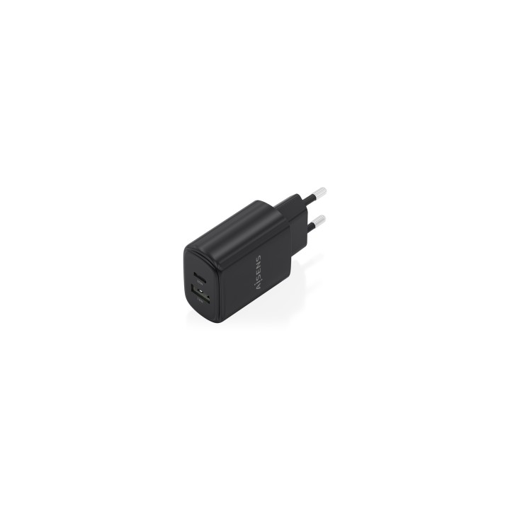 AISENS Cargador GaN 30W, 1xUSB-C PD3.0 QC4.0, 1xUSB-A QC3.0, Negro