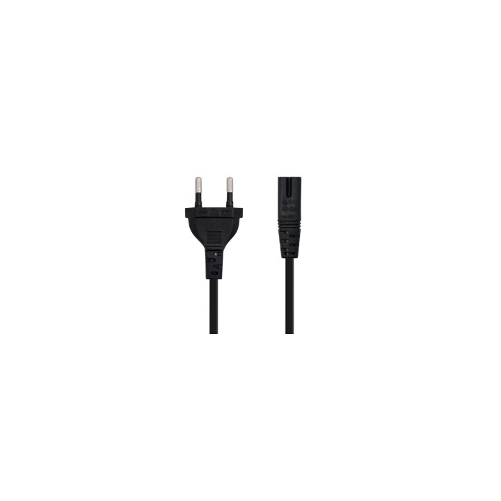 Nanocable Cable de Alimentación con forma 8, CEE7/16/M – C7/H, Negro, 2m