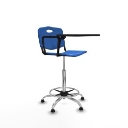 Piqueras y Crespo Taburete Robledo giratorio plástico azul brazo con pala diestros base cromada topes