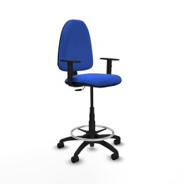 Piqueras y Crespo Taburete Ayna CP bali azul brazos 1D base poliamida ruedas nailon 50mm