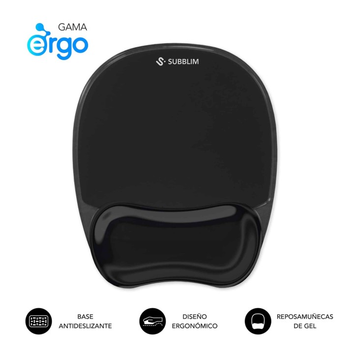 SUBBLIM Ergo Crystal Flex Alfombrilla de ratón para juegos Negro