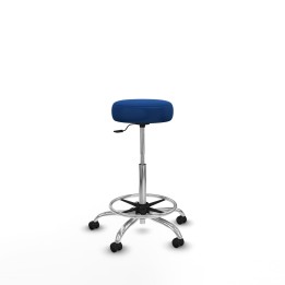 Piqueras y Crespo Tolosa giratorio similpiel azul base cromada ruedas engomadas 50mm aro cromado