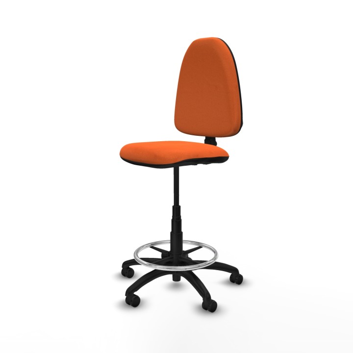 Piqueras y Crespo Taburete Ayna CP bali naranja base poliamida ruedas engomadas 50mm