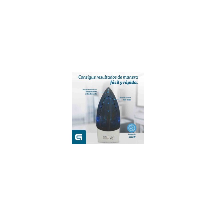 Grunkel PL-22NS plancha Plancha vapor-seco Suela de acero inoxidable 2200 W Azul