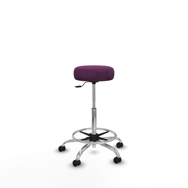 Piqueras y Crespo Tolosa giratorio similpiel morado base cromada ruedas engomadas 50mm aro cromado