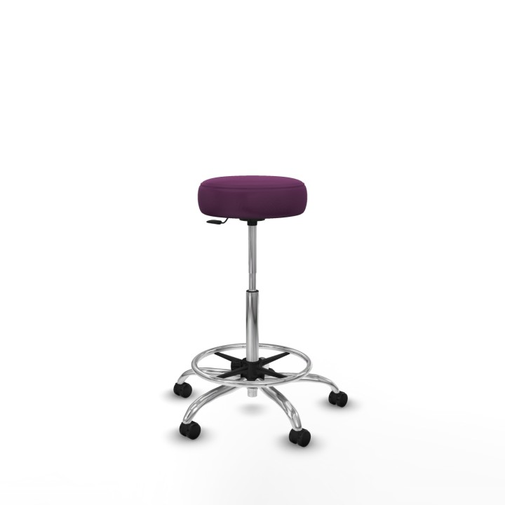 Piqueras y Crespo Tolosa giratorio similpiel morado base cromada ruedas engomadas 50mm aro cromado