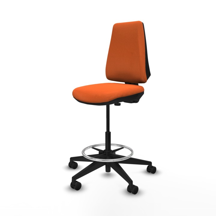 Piqueras y Crespo Taburete Elche CP bali naranja base piramidal ruedas 65mm nailon
