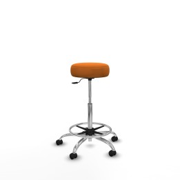 Piqueras y Crespo Tolosa giratorio similpiel naranja base cromada ruedas engomadas 50mm aro cromado
