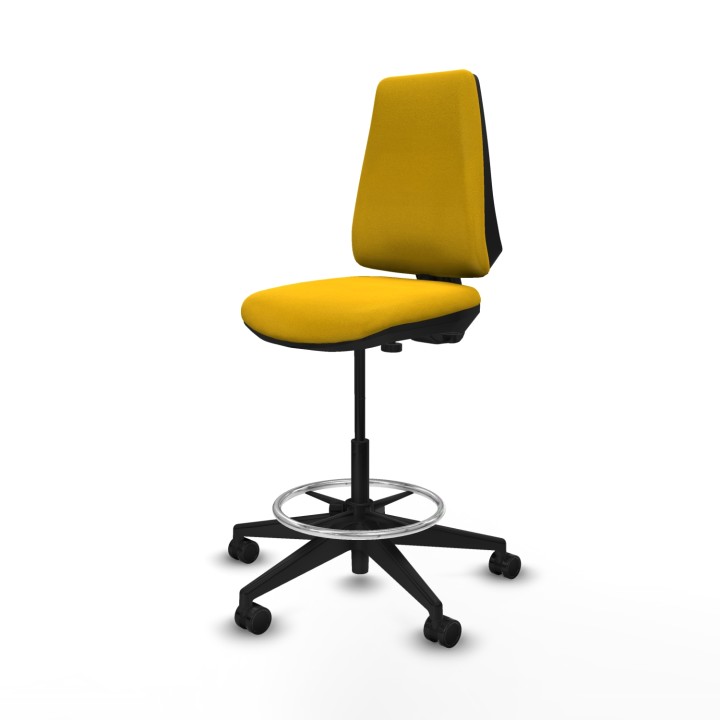 Piqueras y Crespo Taburete Elche CP bali amarillo base piramidal ruedas 65mm nailon