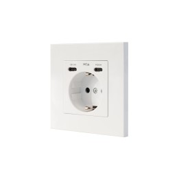 Nanocable Base de enchufe de pared tipo schuko con 2 USB-C PD - Max. 3.4A, Blanco
