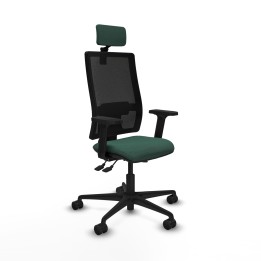 Piqueras y Crespo Bormate asincro malla negra bali verde botella brazos 2D base nailon cabecero 2D ruedas 65mm nailon
