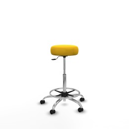 Piqueras y Crespo Tolosa giratorio similpiel amarillo base cromada ruedas engomadas 50mm aro cromado