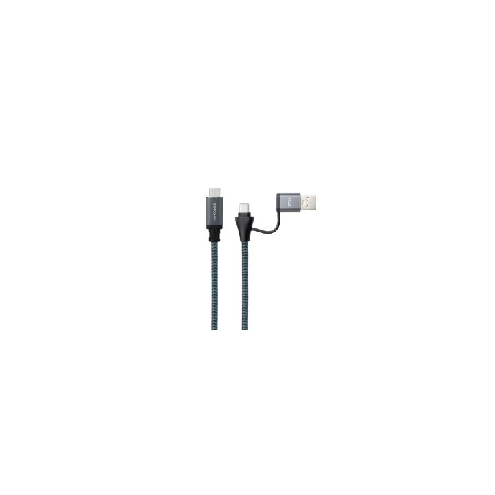 Nanocable Cable USB 3.2 Gen2x2 20Gbps 5A/100W, USB-C+USB-A/M a USB-C/M, Gris/Negro, 2m
