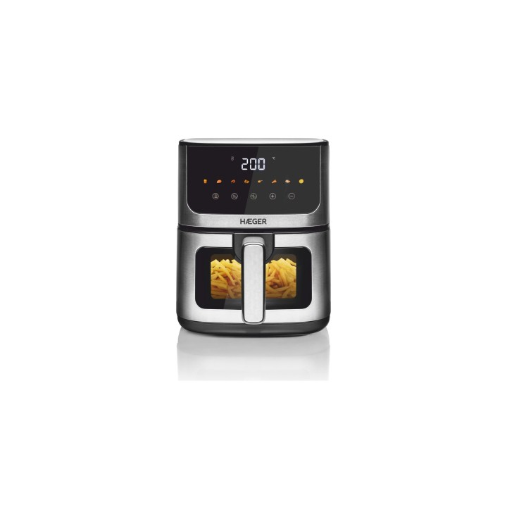 Haeger AF-D47.005A freidora Sencillo 4,7 L Independiente 1200 W Freidora de aire caliente Negro, Plata