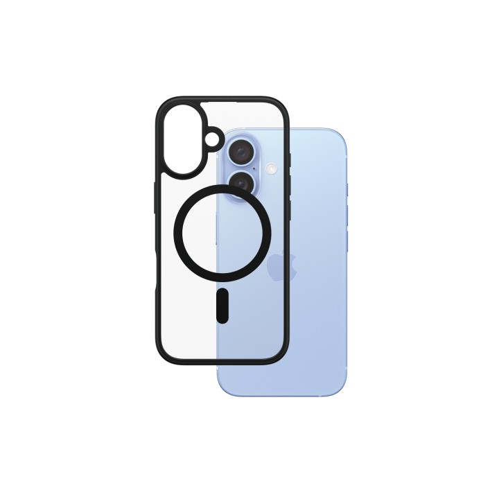PanzerGlass ® HardCase Transparent w. Black MagSafe & Frame iPhone 16 funda para teléfono móvil Negro