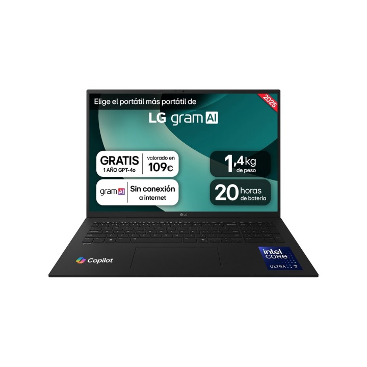 LG Gram 17ZD90T-G.AX88B ordenador portatil Intel Core Ultra 7 255H Portátil 43,2 cm (17") WQXGA 32 GB LPDDR5x-SDRAM 1 TB SSD