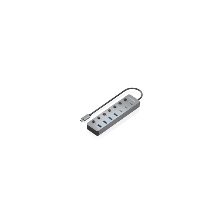 AISENS Hub USB3.2 Gen2 10G USB-C, USB-C/M-4xUSB-A/H+3xUSB-C/H+1xUSB-C/H PD3.0 100W, Gris, 30cm