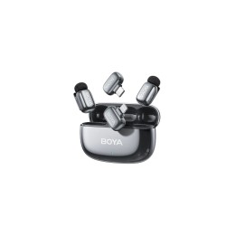 BOYA Mini 2 Microfono Inalambrico (2 TX+2 RX) Lightning y USB-C para iPhone, Android, Ultraligero, Cancelación de Ruido, 30h