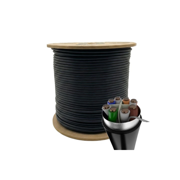 Phasak BOBINA DE CABLE RJ45 FTP PHR 672 CAT.6/ 305M/ GRIS cable de red Negro Cat6 F/UTP (FTP)