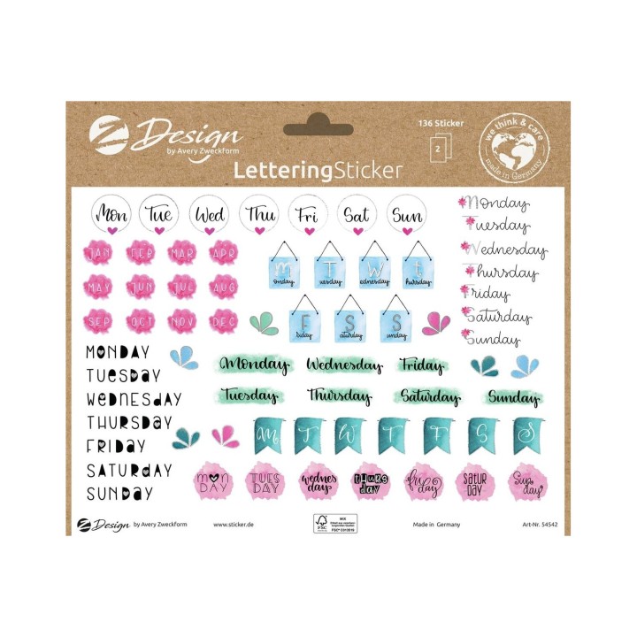 Avery 54542Z etiqueta decorativa engomada Papel Multicolor Desmontable