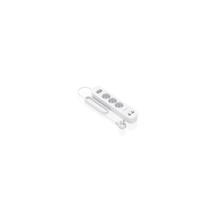 AISENS Regleta de Enchufes Multifuncion con 3 Tomas + Cargador PD3.0 20W 2xUSB-C, 2xUSB-A, 1.4m, Blanco