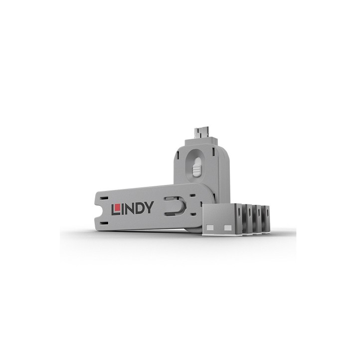 Lindy 40454 bloqueador de puerto Bloqueador de puerto + clave USB tipo A Blanco Acrilonitrilo butadieno estireno (ABS) 5