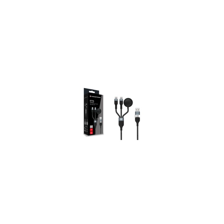 Conceptronic ETTA08B15 cable USB USB 2.0 1,5 m USB A 2 x USB C Negro